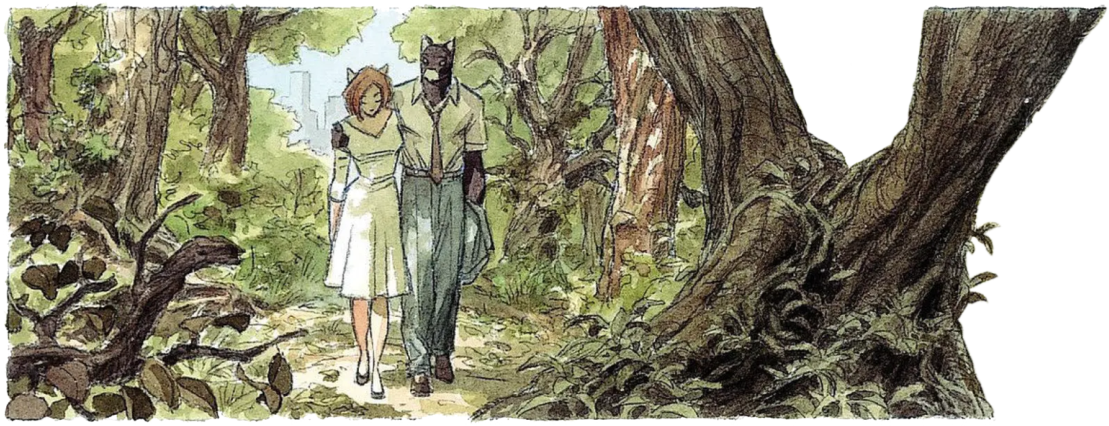 blacksad et natalia dans forêt